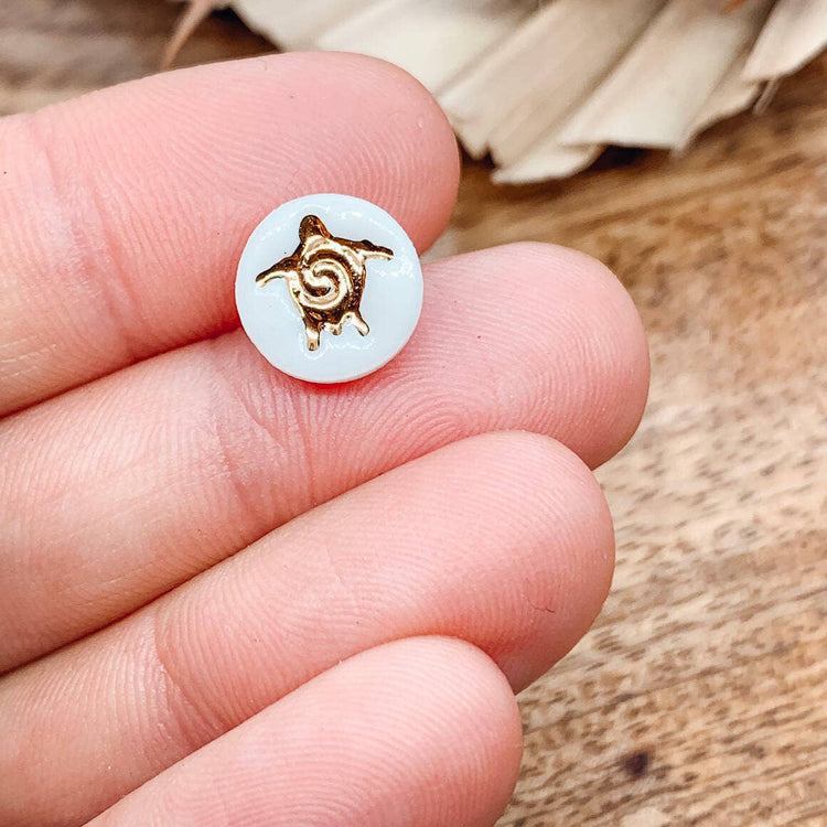 Gold Turtle - Porcelain Stud Earrings