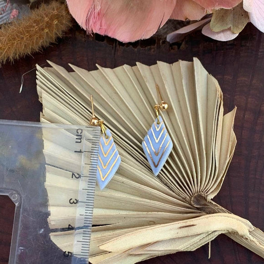 Ophelia - Porcelain Earrings with Gold finish: Light Blue