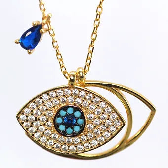 Sapphire ‘Evil Eye’ Silver Necklace