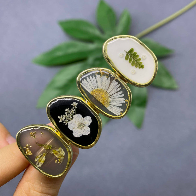 Pressed Dried Flowers Floral Hair Clip