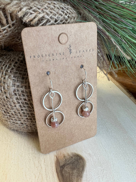 Sunstone & Silver Ring Earrings 