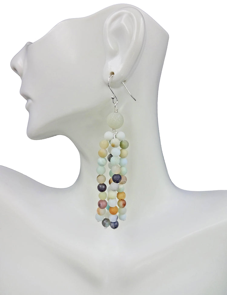 Genuine Amazonite Tassel Earrings