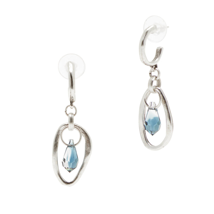 Handmade Blue Crystal Pewter Earrings