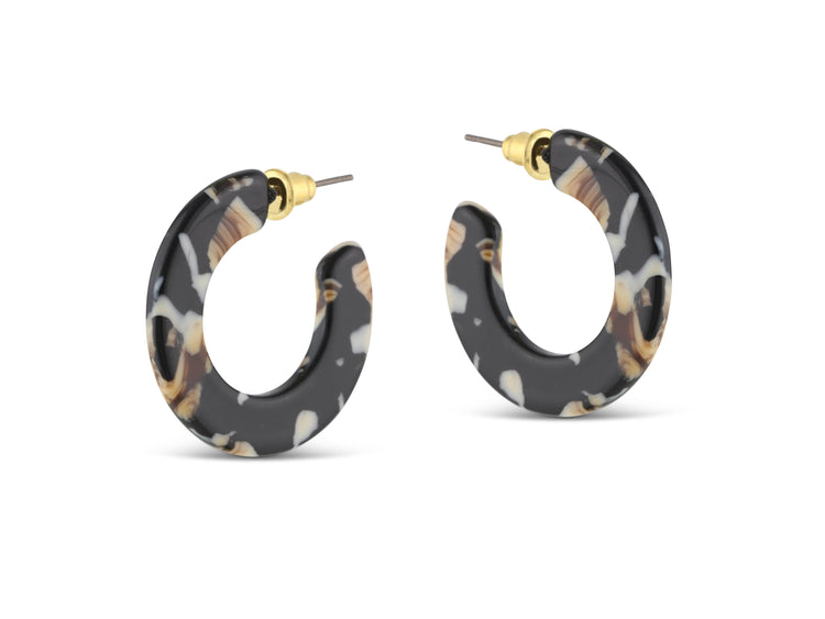 Jessica Tiny Cut Out Hoop Earrings: BLUE/YELLOW/BROWN