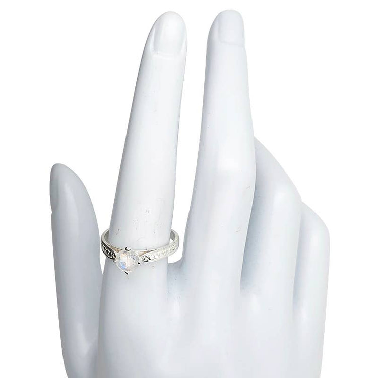 Faceted Moonstone Sterling Silver Ring