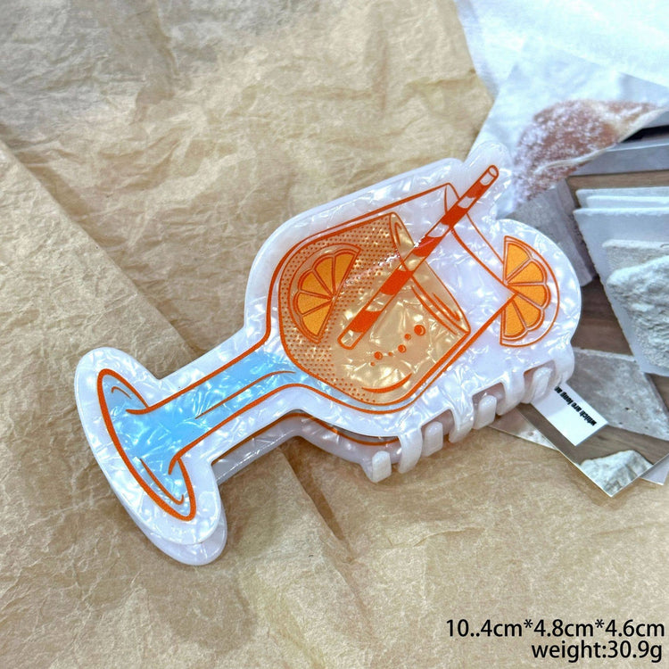Cocktail Glass Shaped Fun Hair Claw: OrangeSoda