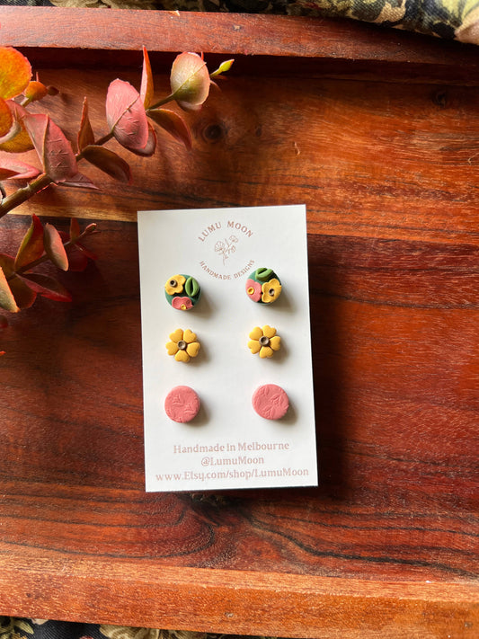 Green Spring Floral Studs