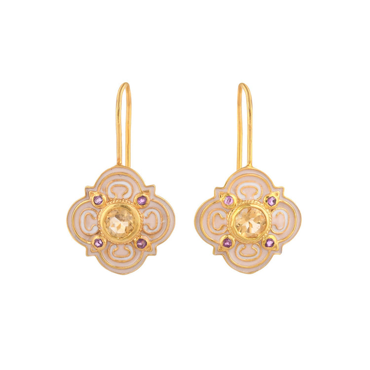 Citrine Ruby Gold Vermeil Earring