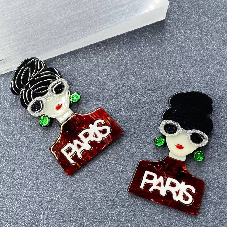 Paris Girl Acrylic Brooch