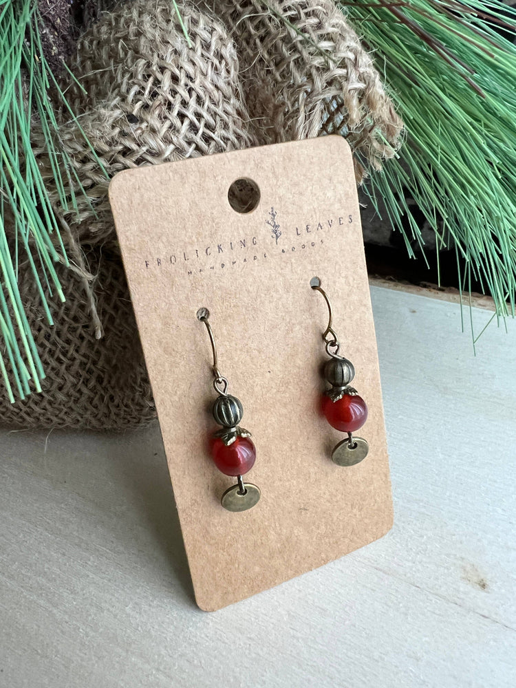 Carnelian Bronze Earrings 