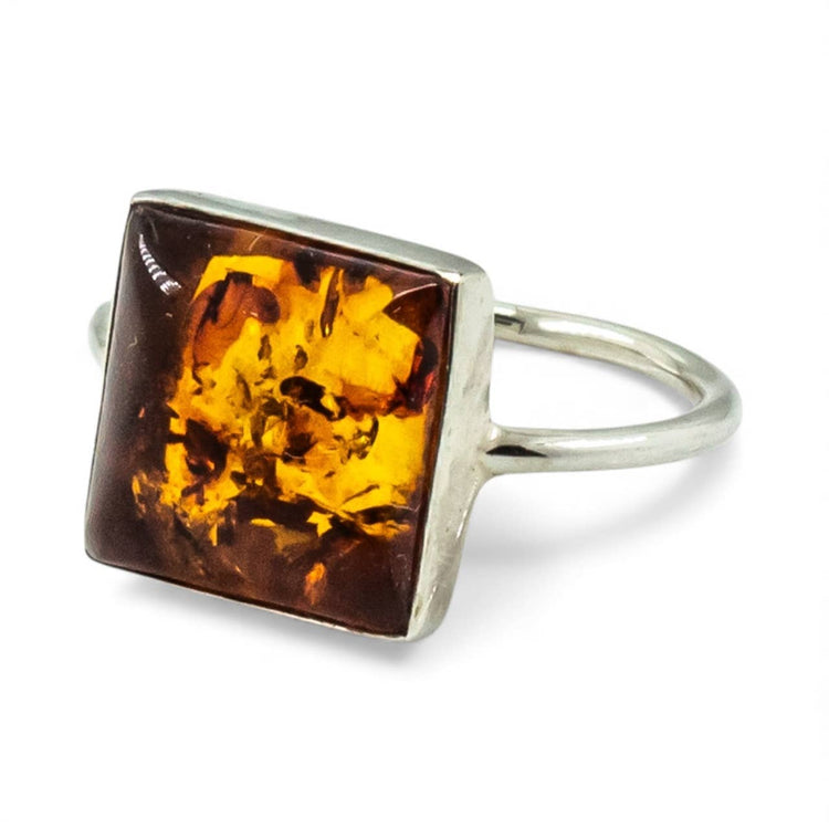 Amber Ring Sterling Silver