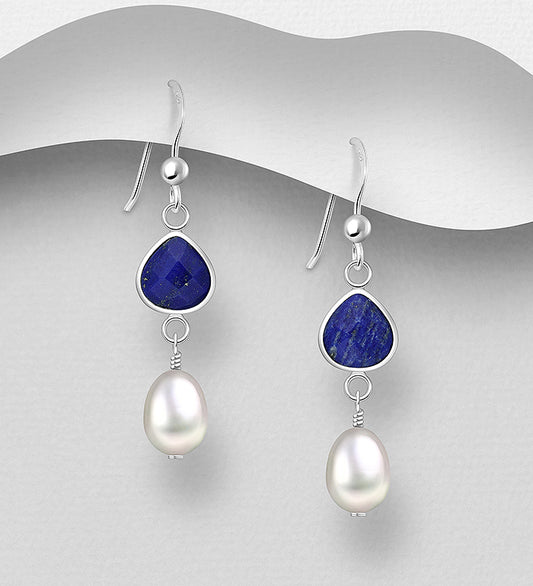 Amethyst and Pearl Silver Earrings