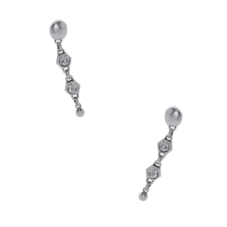 Crystal Handmade Pewter Stud Earrings