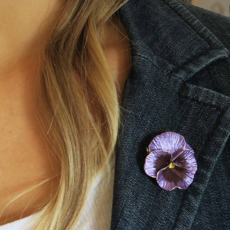 Pansy Purple Flower Brooch