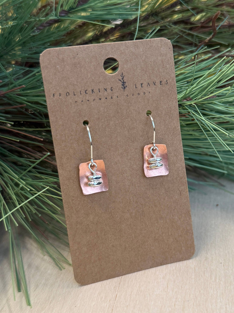 Bent Copper & Hematite Earrings : Sterling Silver Ear Wires