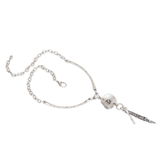 Handmade Crystal Pewter Feather Necklace