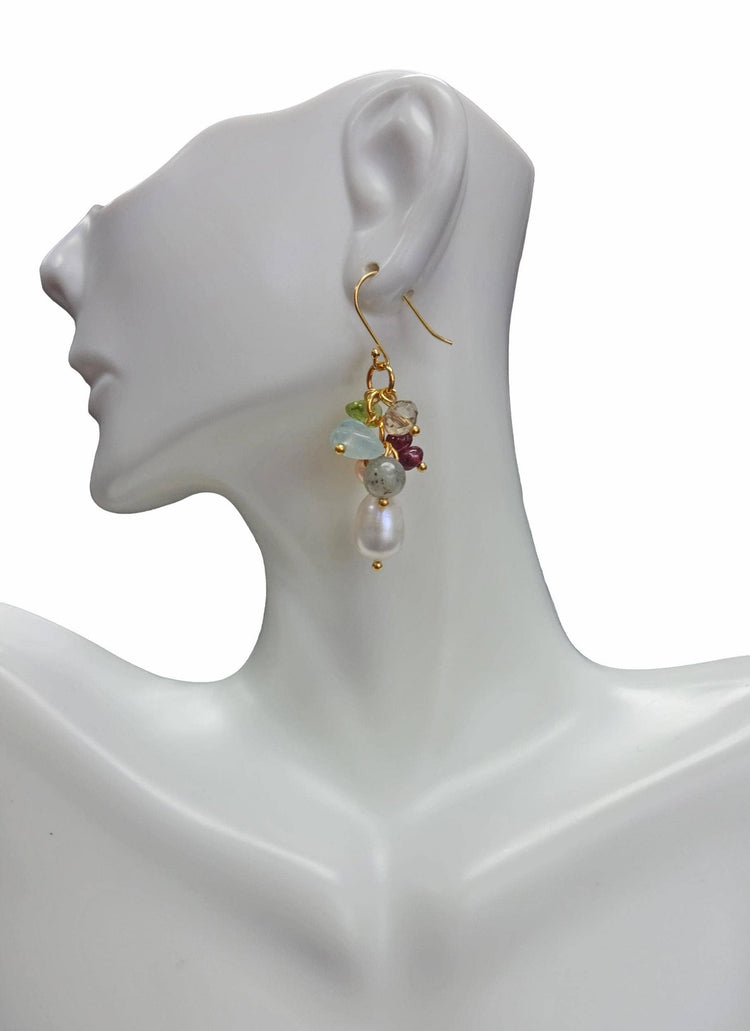 Cluster Pearl Drop Earring