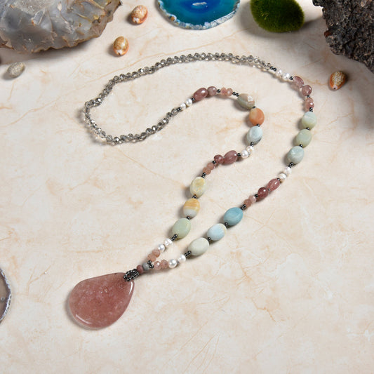Strawberry Quartz Pendant Necklace