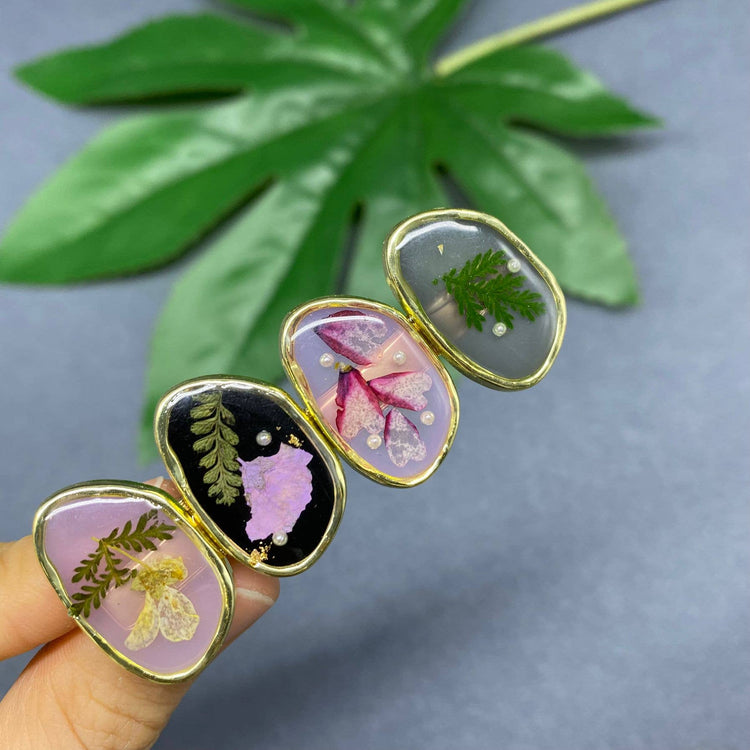 Pressed Dried Flowers Floral Hair Clip