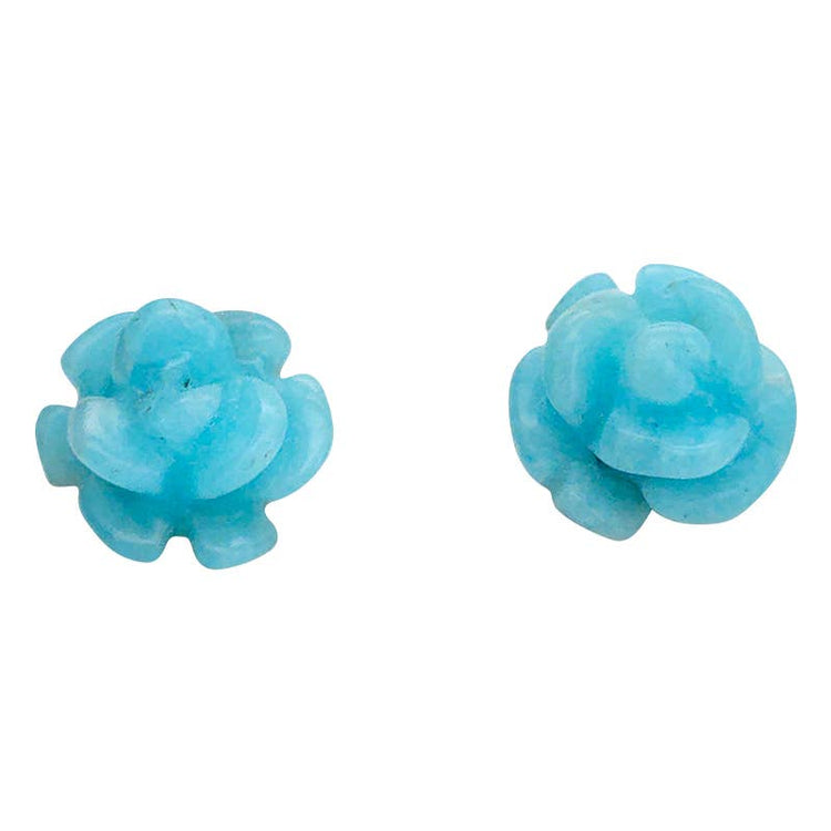 Amazonite Sterling Silver Rose Stud Earrings