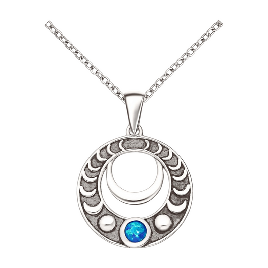 Moon Phase Silver Pendant
