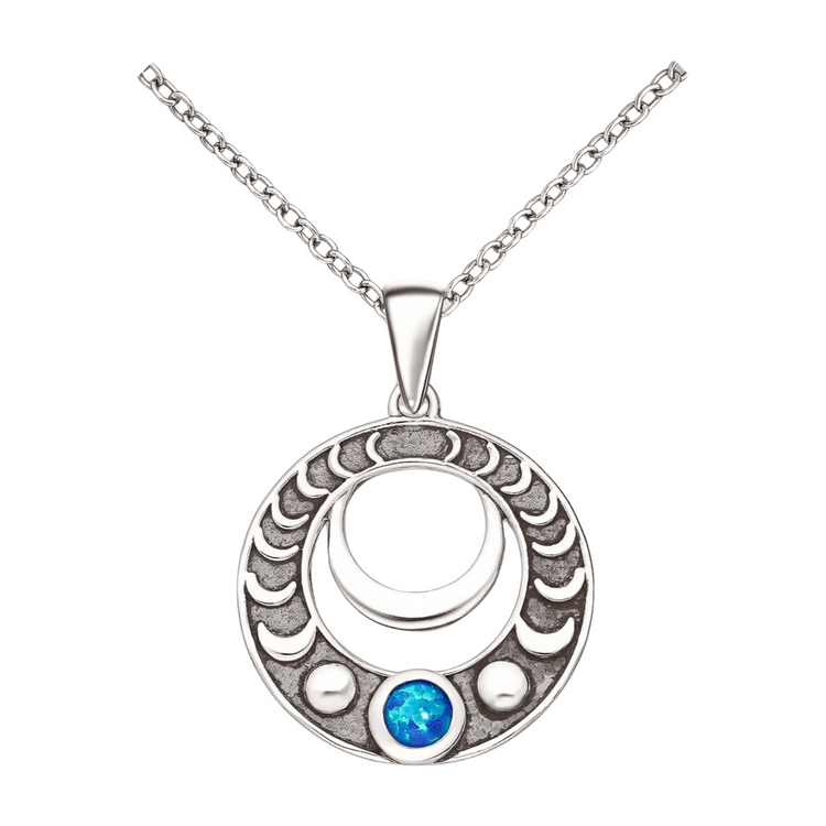 Moon Phase Silver Pendant