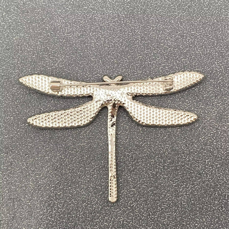 Abalone Shell Dragonfly Silver Tone Brooch