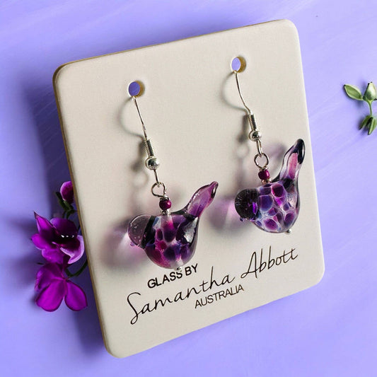 Glass bird earrings