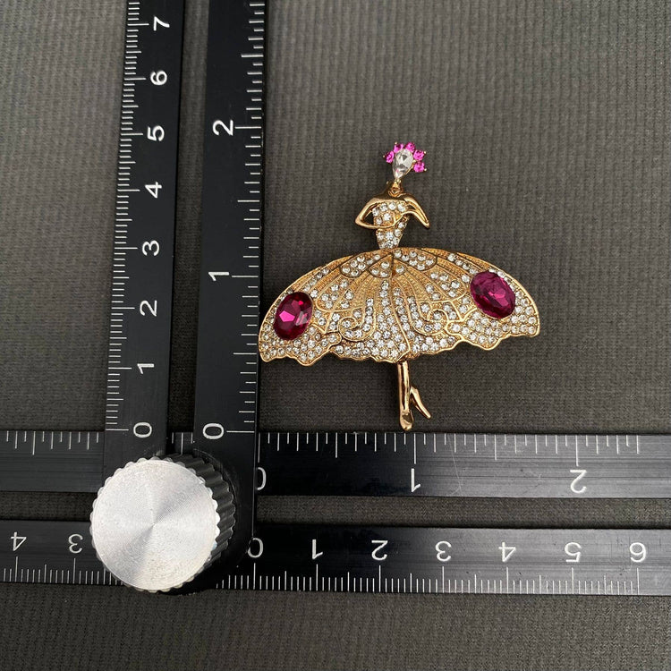 The Girl Dancing Ballet Rhinestone Brooch