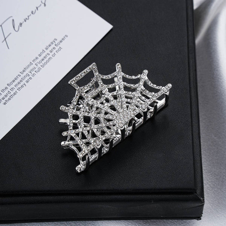 Rhinestones Spider Web Claw Clip