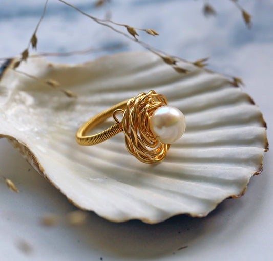 Freshwater Wire Wrapped Pearl Ring