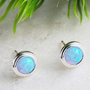 Fire Opal Silver Studs