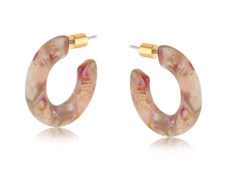 Sylvia Resin Hoop Earrings in Peach