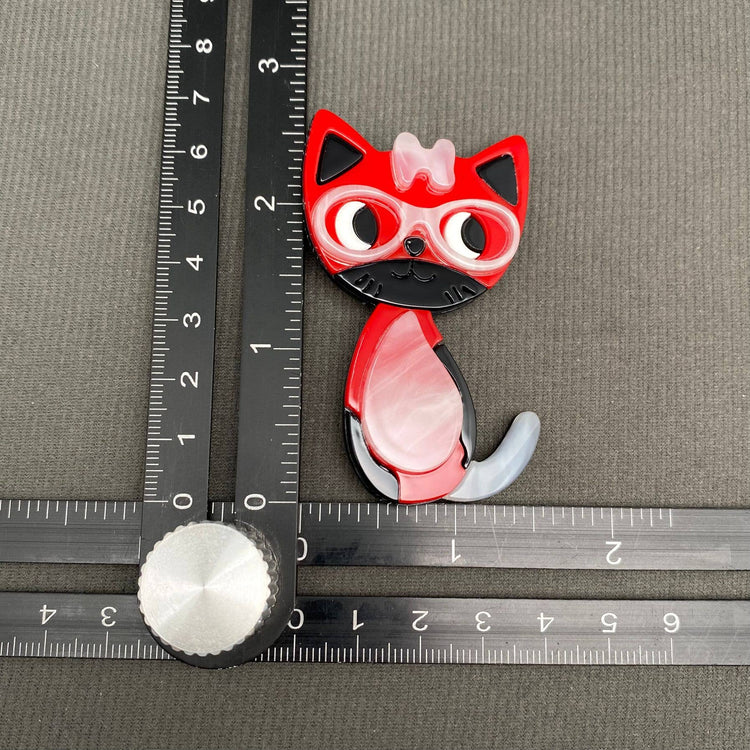 Cat with Glasses Acrylic Brooch