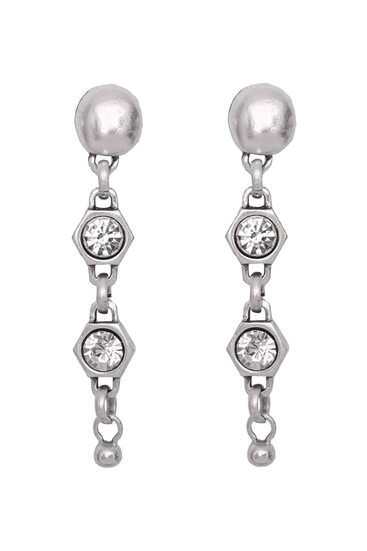 Crystal Handmade Pewter Stud Earrings