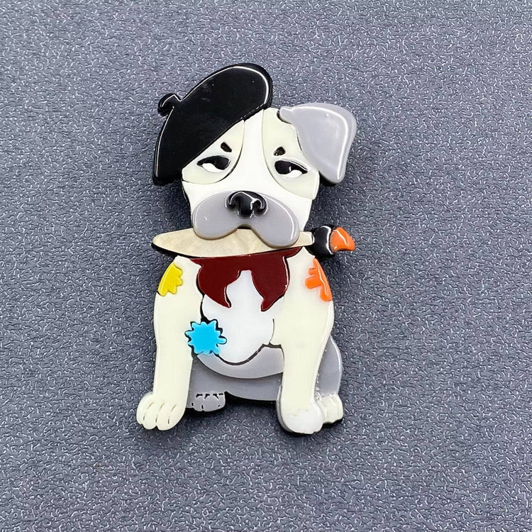 Bulldog Acrylic Brooch