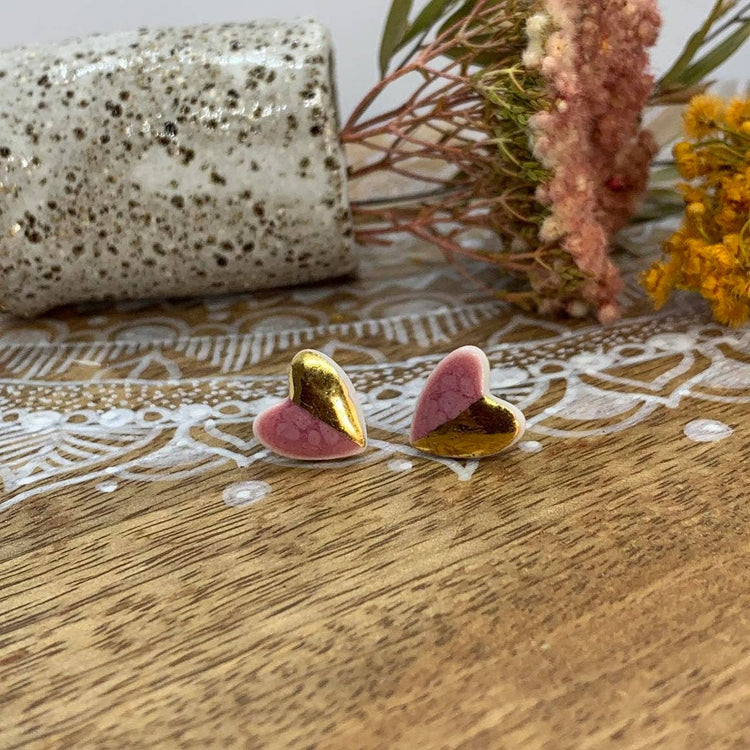 Pink and Gold - Stud Earrings