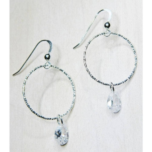 CZ Diamond Cut Hoops Earrings - Clear CZ