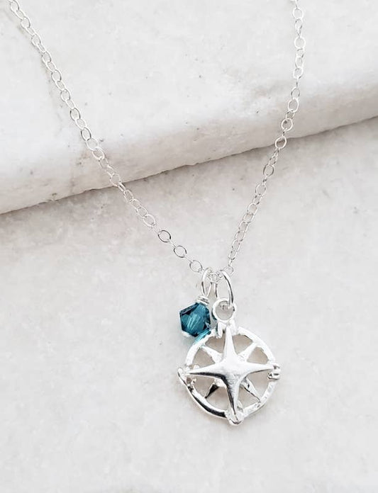 Silver Compass Necklace