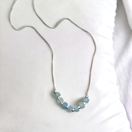 Aquamarine Gemstone Sterling Silver Necklace