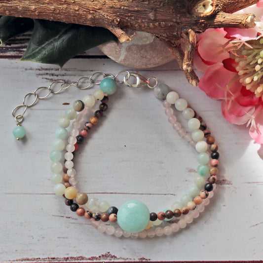 Multi Strand Gemstones Bracelet