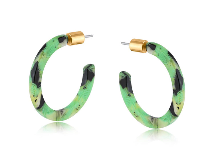 ILONA RESIN SKINNY EARRINGS: GREEN