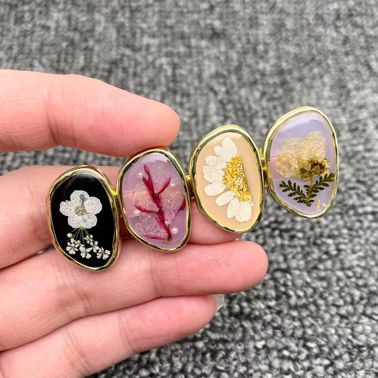 Pressed Dried Flowers Floral Hair Clip