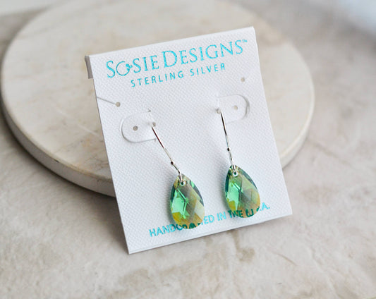 Crystal Briolette Earrings - Erinite Shimmer