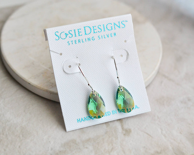 Crystal Briolette Earrings - Erinite Shimmer