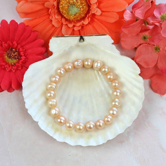 9-10MM Freshwater Pearl Bracelets: Pink Natural
