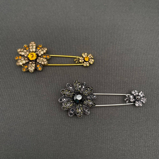 Rhinestone Flower Brooch