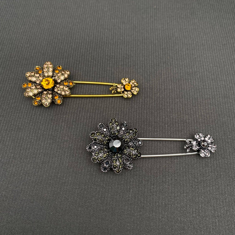 Rhinestone Flower Brooch