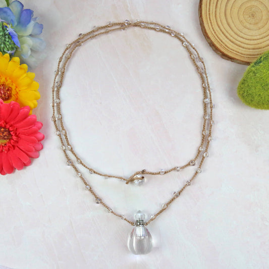 Rock Crystal Perfume Bottle Pendant Necklace