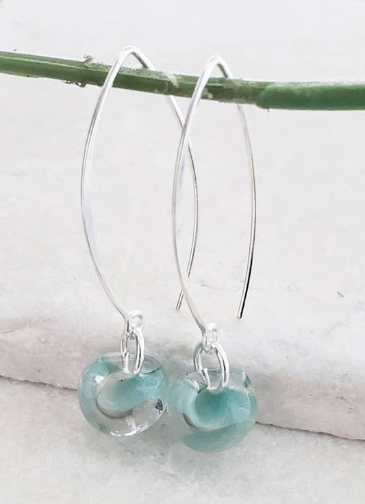 Silver Marquis Earrings in Sky Blue